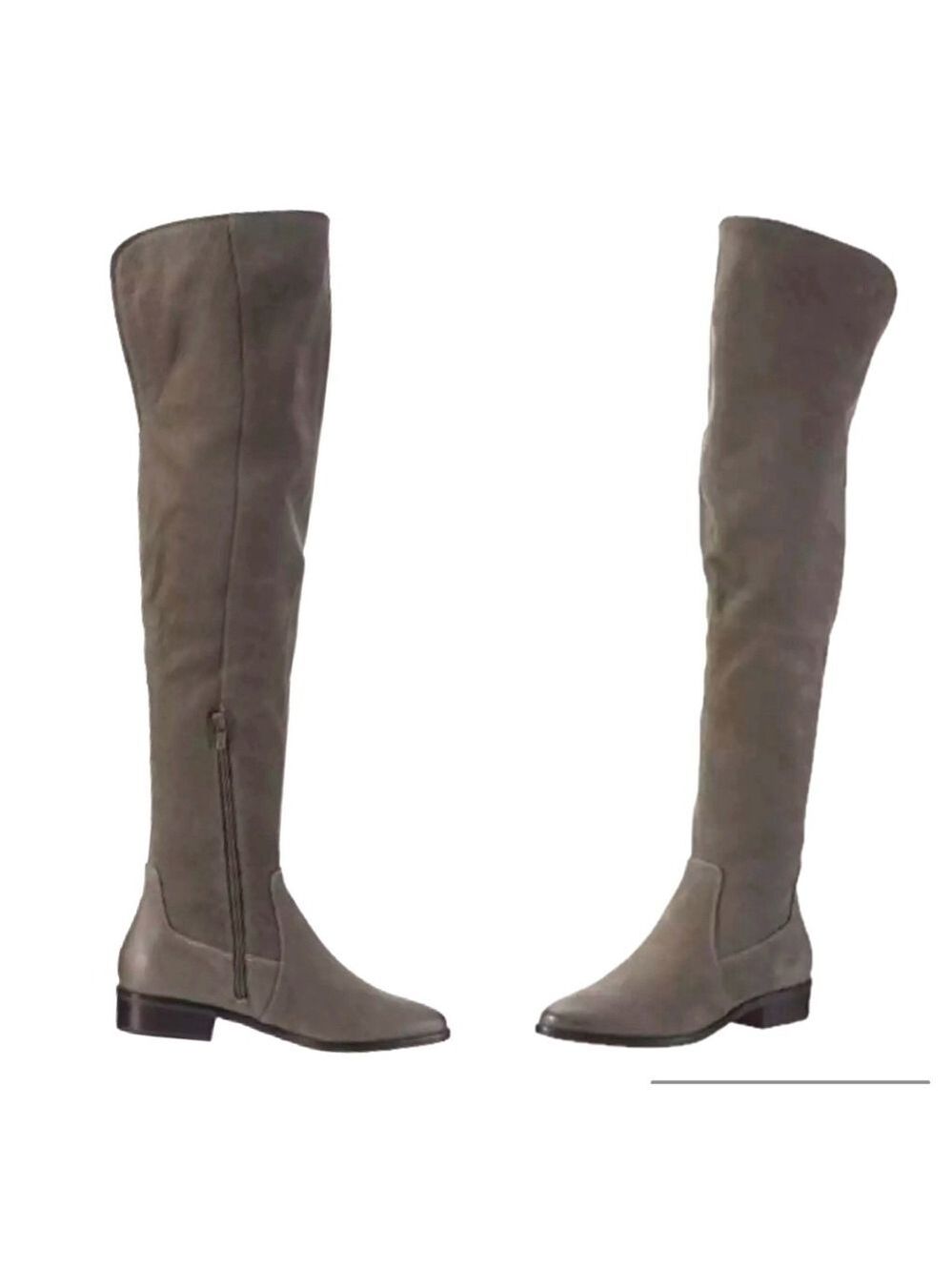 Aldo gray faux suede knee high over the knee flat boots Sz 7.5 low heel